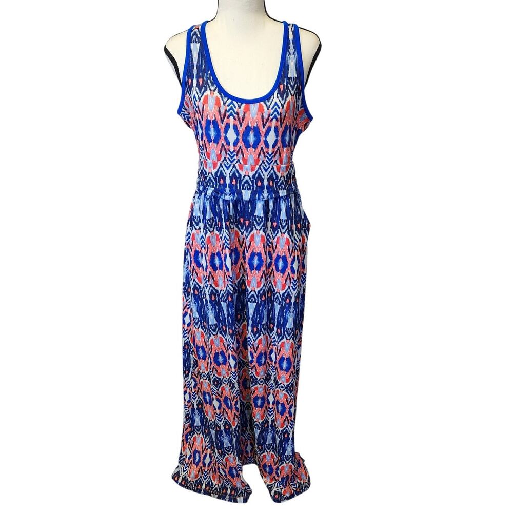 Mountain Hardwear Everyday Perfect Maxi Dress Blue Geometric Print Medium